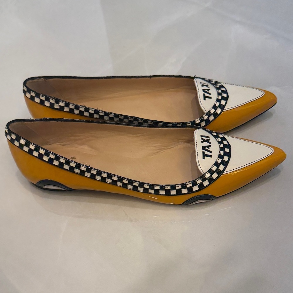 Kate Spade Yellow and White Taxi Flats - Picture 3 of 11